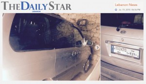 Odstavený vůz s jejich osobními věcmi, ve kterém Češi v Libanonu cestovali. Repro: The Daily Star