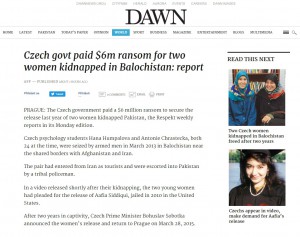 Repro z pákistánské deníku Dawn: Tato zpráva vyšla v pondělí.